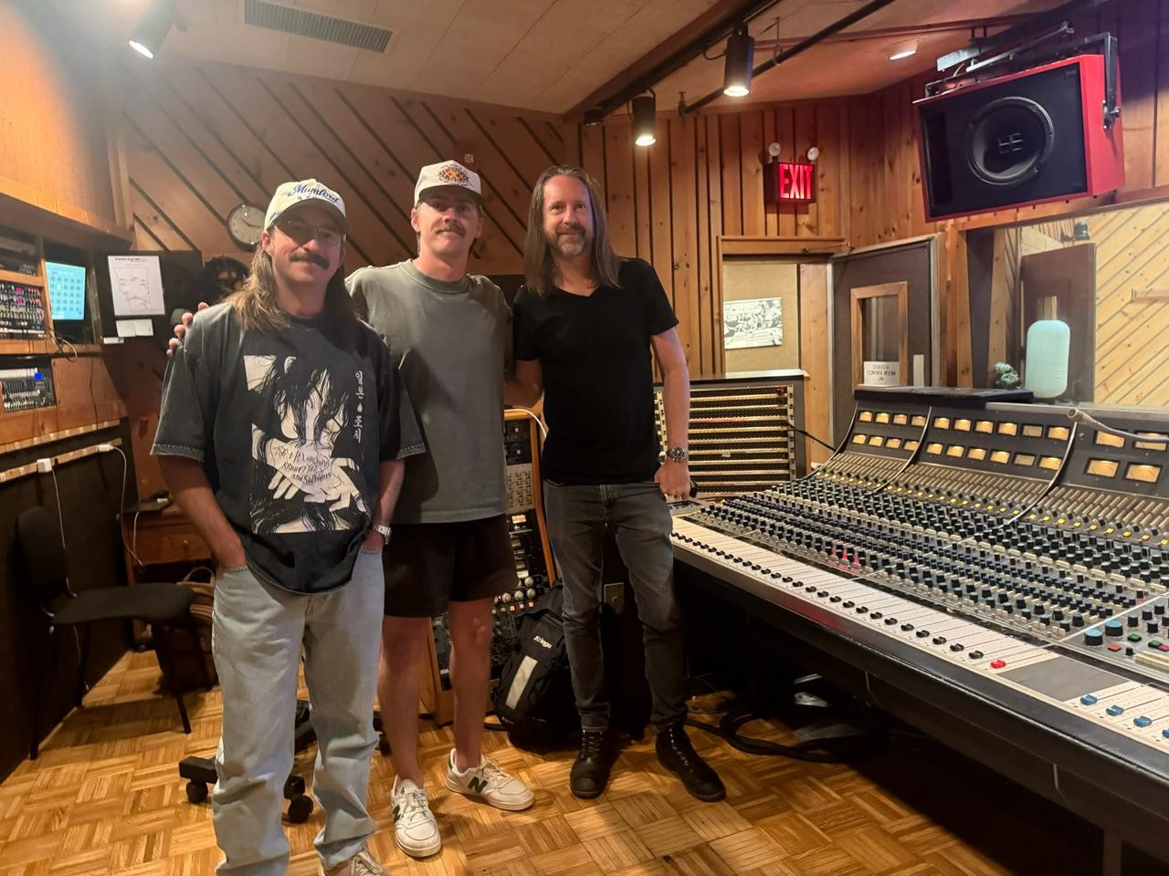 Colton, Dylan Gossett and Chris Bell in the control room at Power Station, New York.