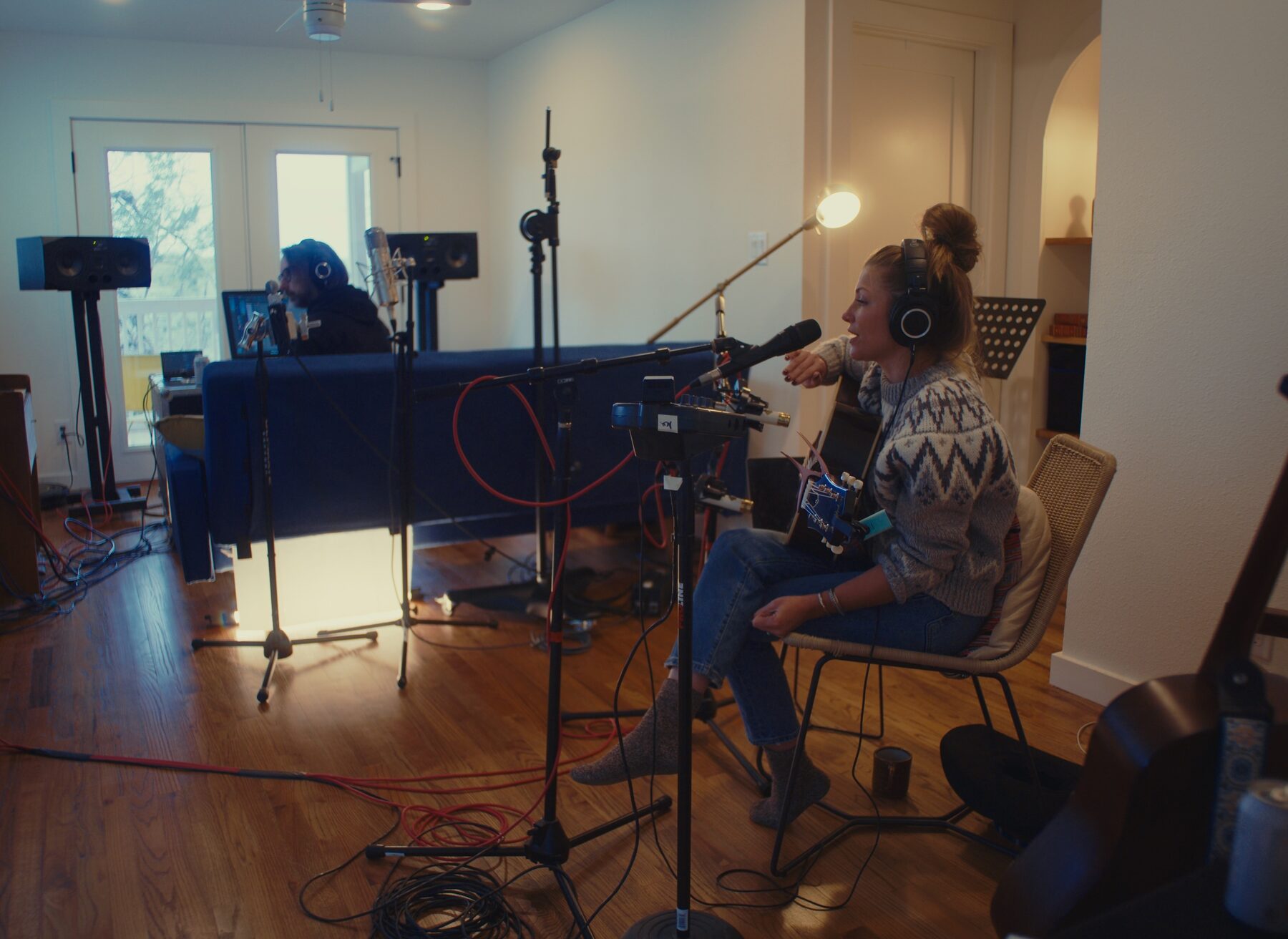 Katrina Cain and the band during the session